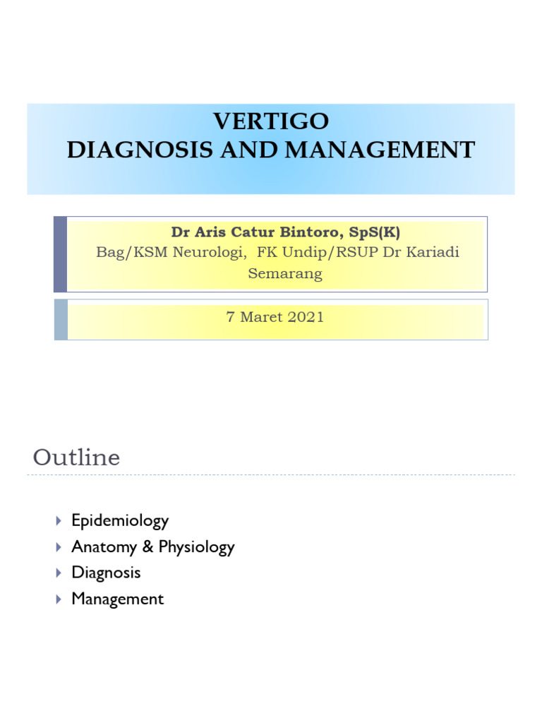Diagnosis and Management of Vertigo | PDF | Vertigo | Auditory System