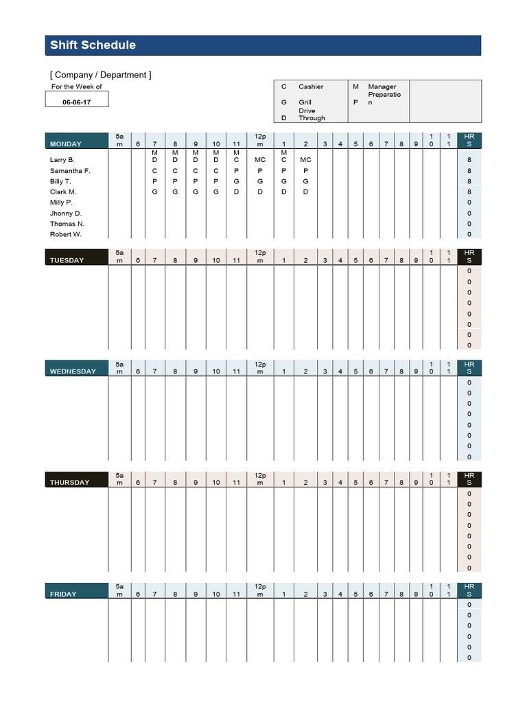 Template Jadwal Shift Kerja Excel Free Download