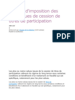 Régime D'imposition de La Plue Value de Cession Des Titres