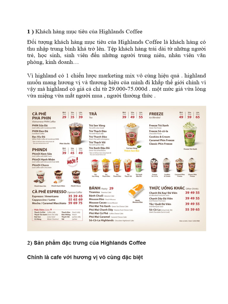 Sản phẩm đặc trưng của Highlands Coffee Chính là cafe với hương vị vô ...