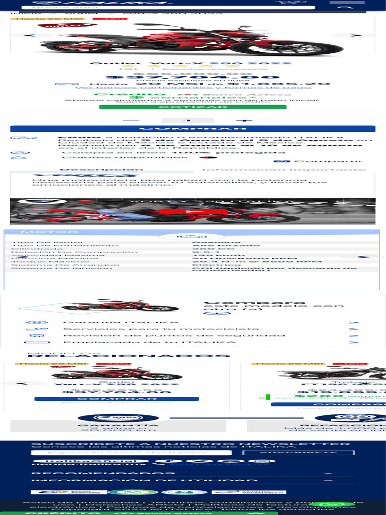 VortX 250 2022 Outlet Tienda Italika PDF Vehículos Vehículo de motor