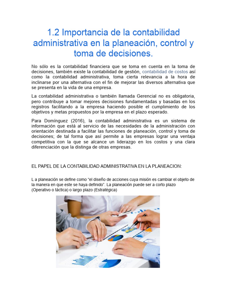 Contabilidad Administrativa y Toma de Decisiones | PDF | Planificación ...