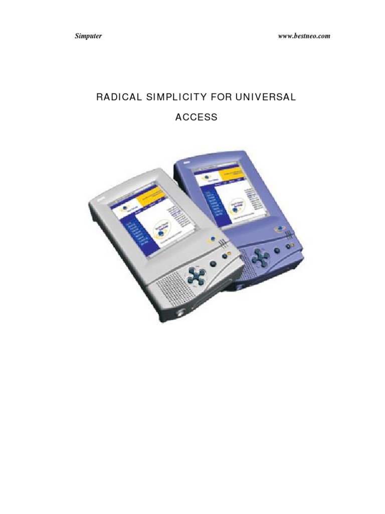 Radical Simplicity For Universal Access: Simputer | PDF | Smart Card ...