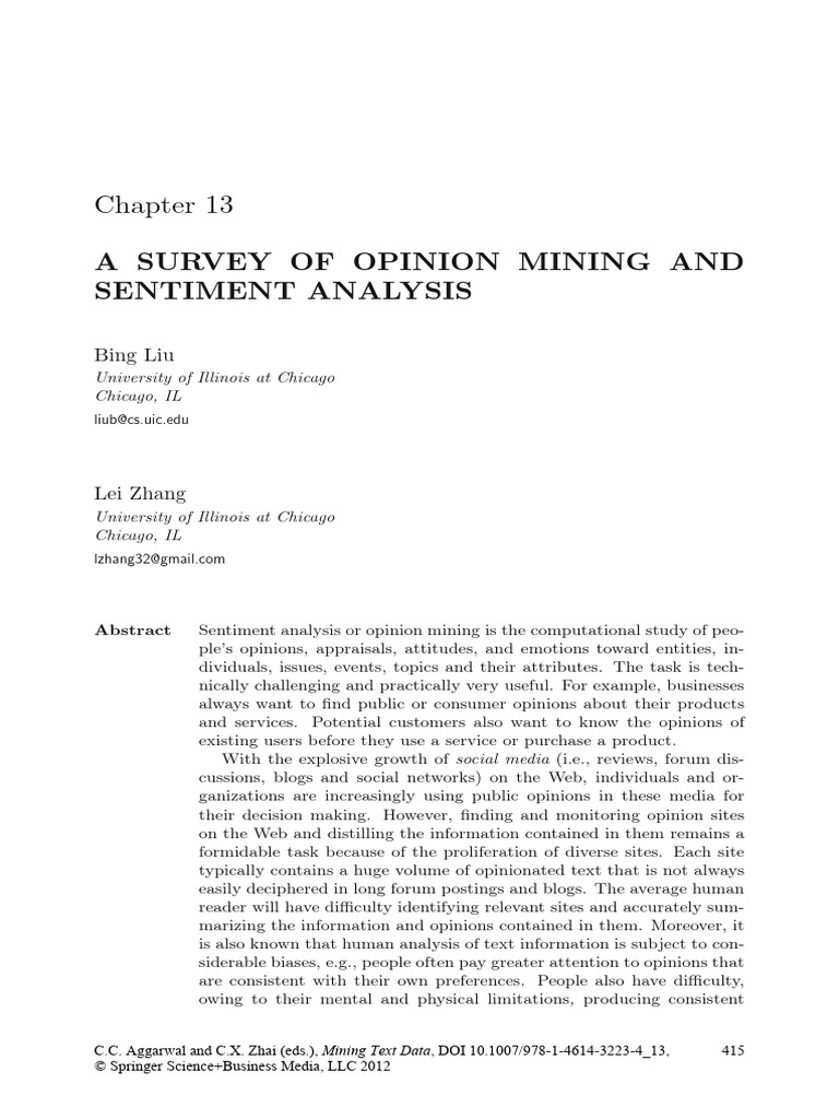 A Survey of Opinion Mining and Sentiment Analysis: Bing Liu | PDF ...