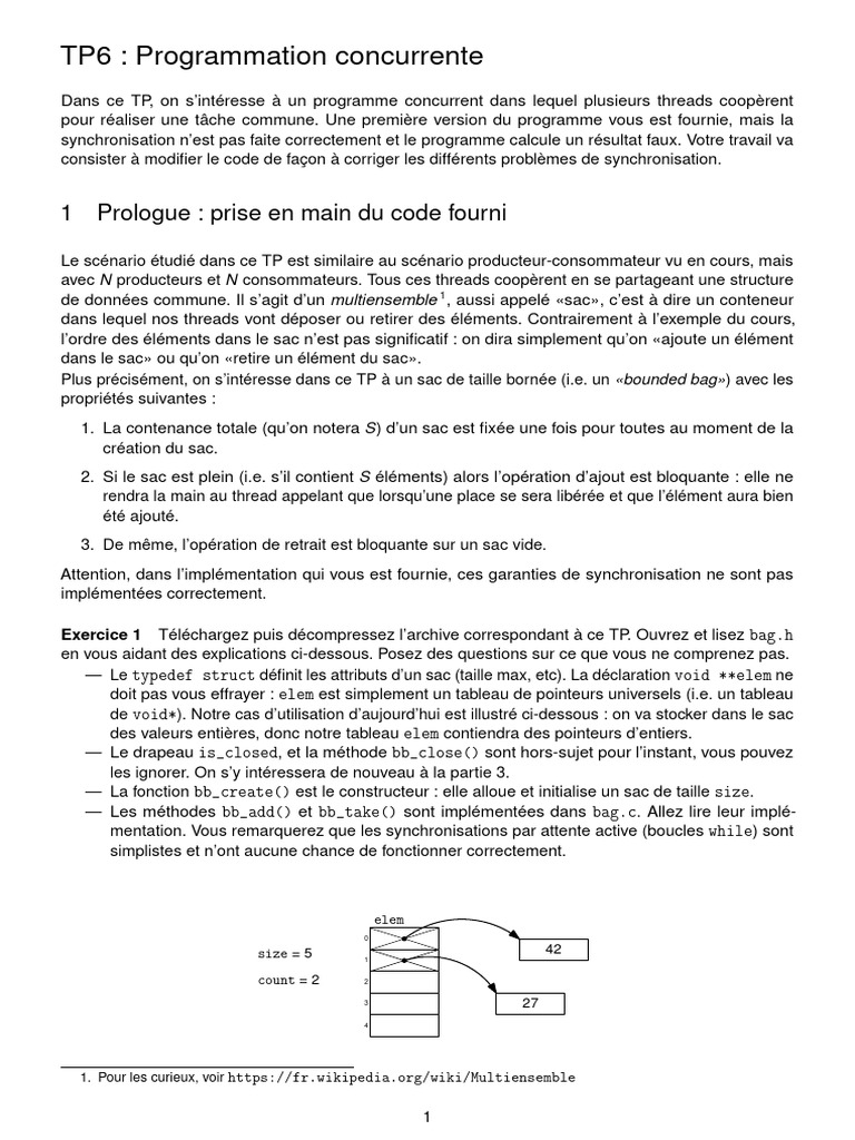 TP6 : Correction de la synchronisation en C | PDF | Thread ...