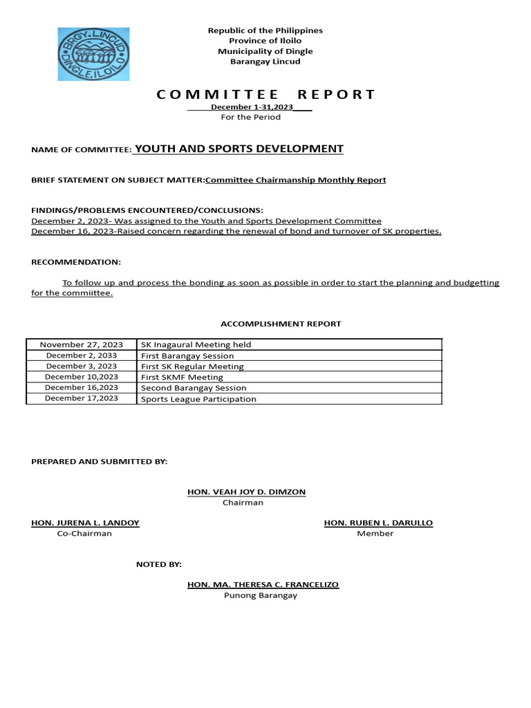 Committee-Report Sports | PDF