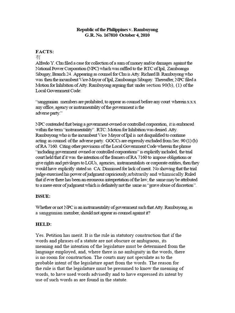 NPC as Government Instrumentality Explained | PDF | Statutory ...