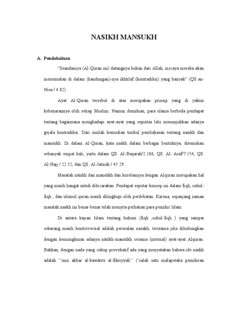 Kontroversi Nasakh Al Quran