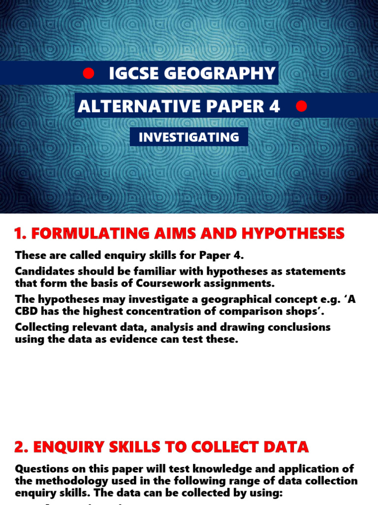 Igcse Geography Alternative Paper 4: Investigating | PDF | Survey ...