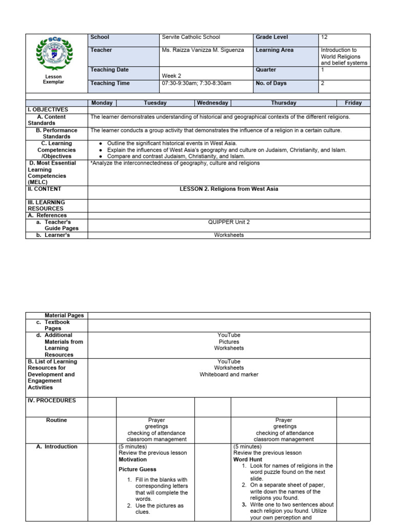 Intro To World Religion Week 2 Pdf Learning Classroom Management