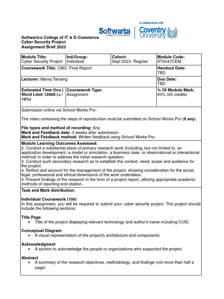 ST6047CEM Cyber Security Project CW2 - Thesis | PDF | Methodology ...