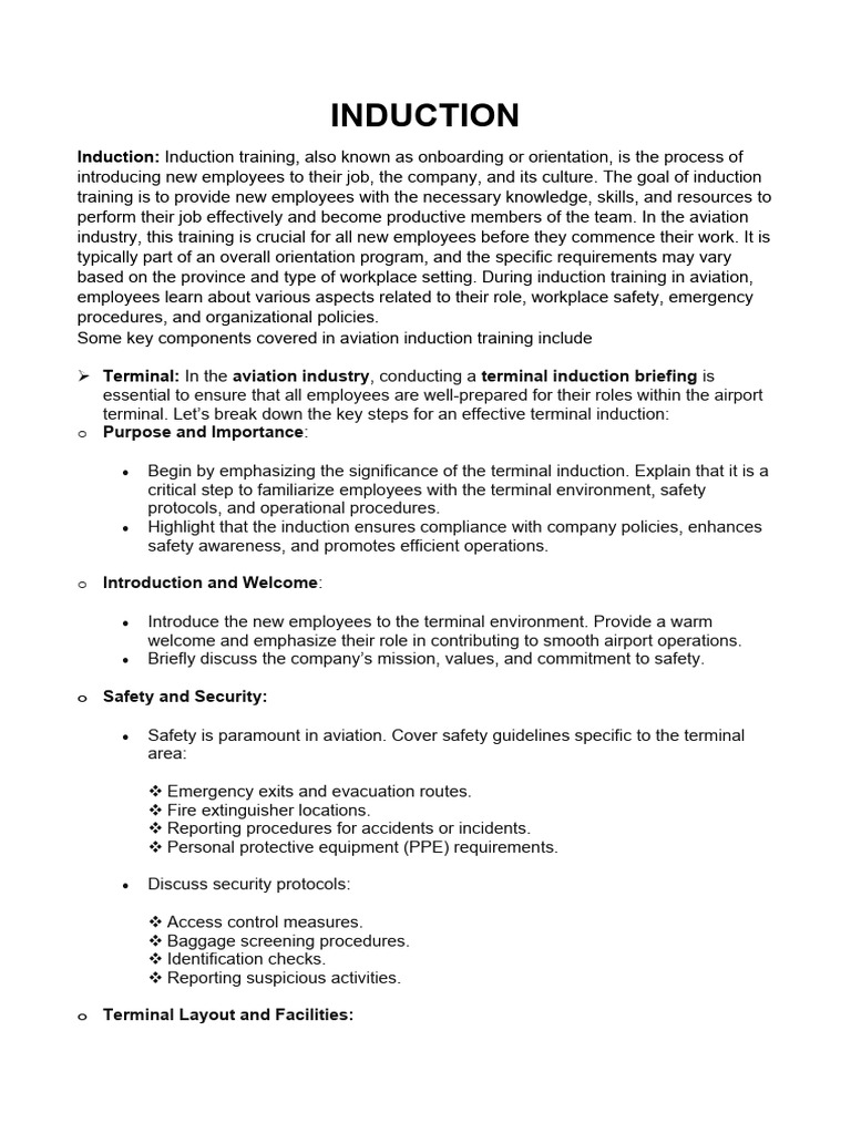 Induction Indexing | PDF | Airport | Employment