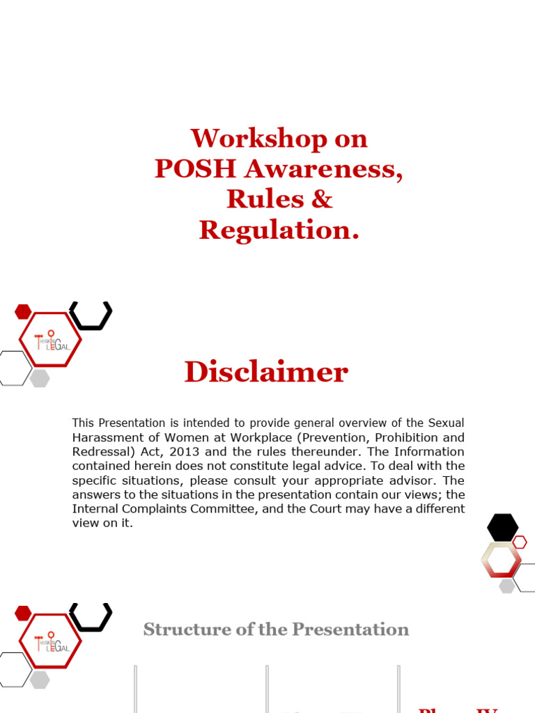 POSH Act Training Workshop Overview | PDF | Sexual Harassment | Justice