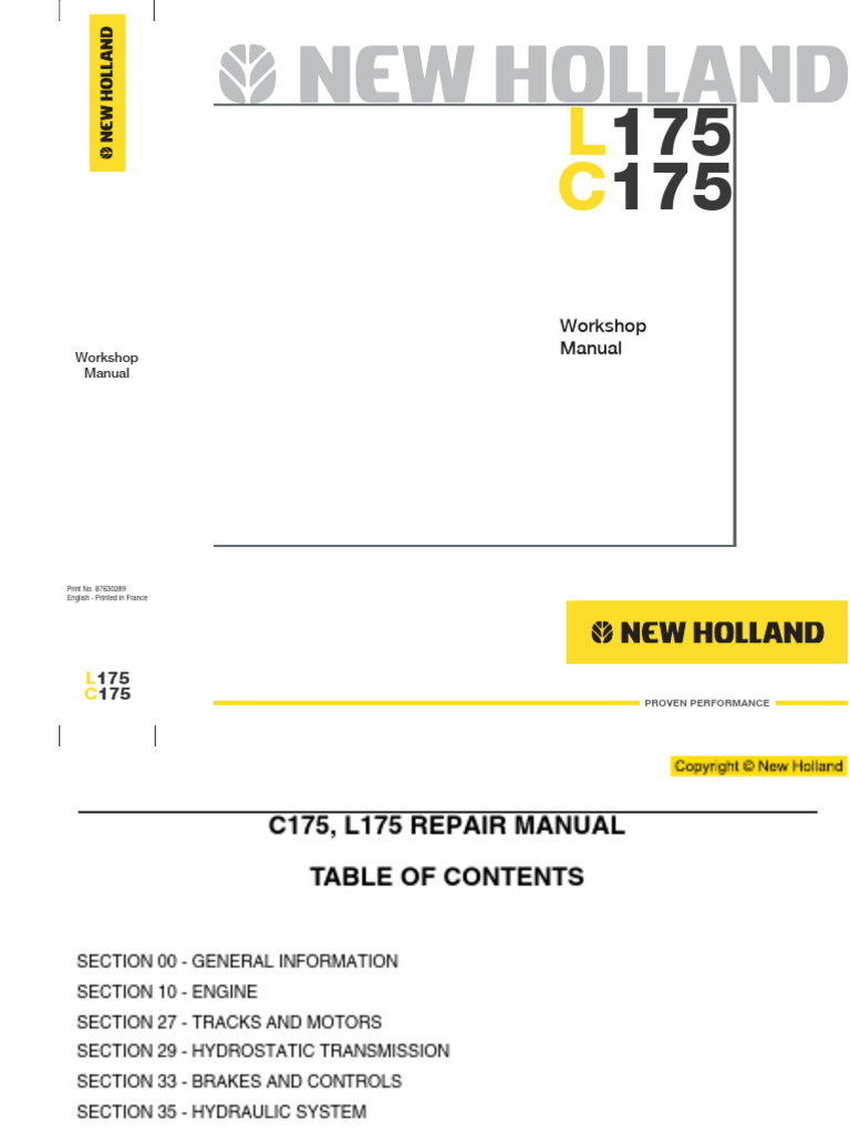 New Holland L175 Skid Steer and C175 Compact Track Loader Service ...
