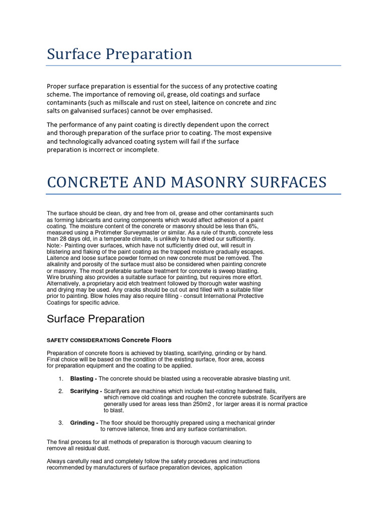 Surface Preparation | PDF