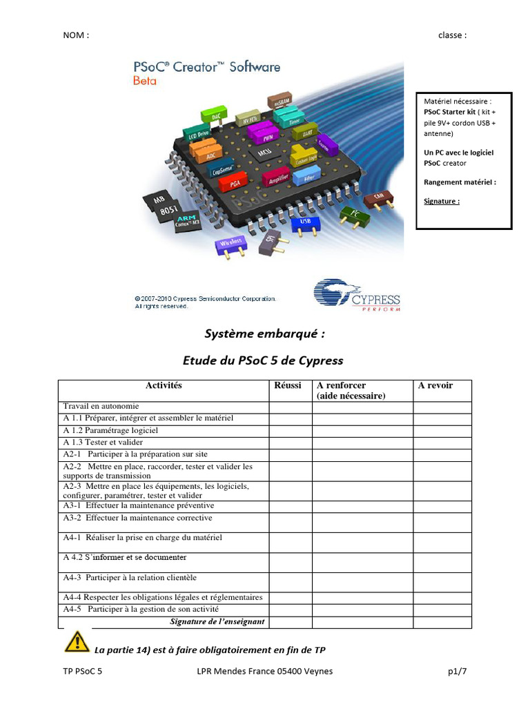 Étude du PSoC 5 en Système Embarqué | PDF | Convertisseur analogique ...