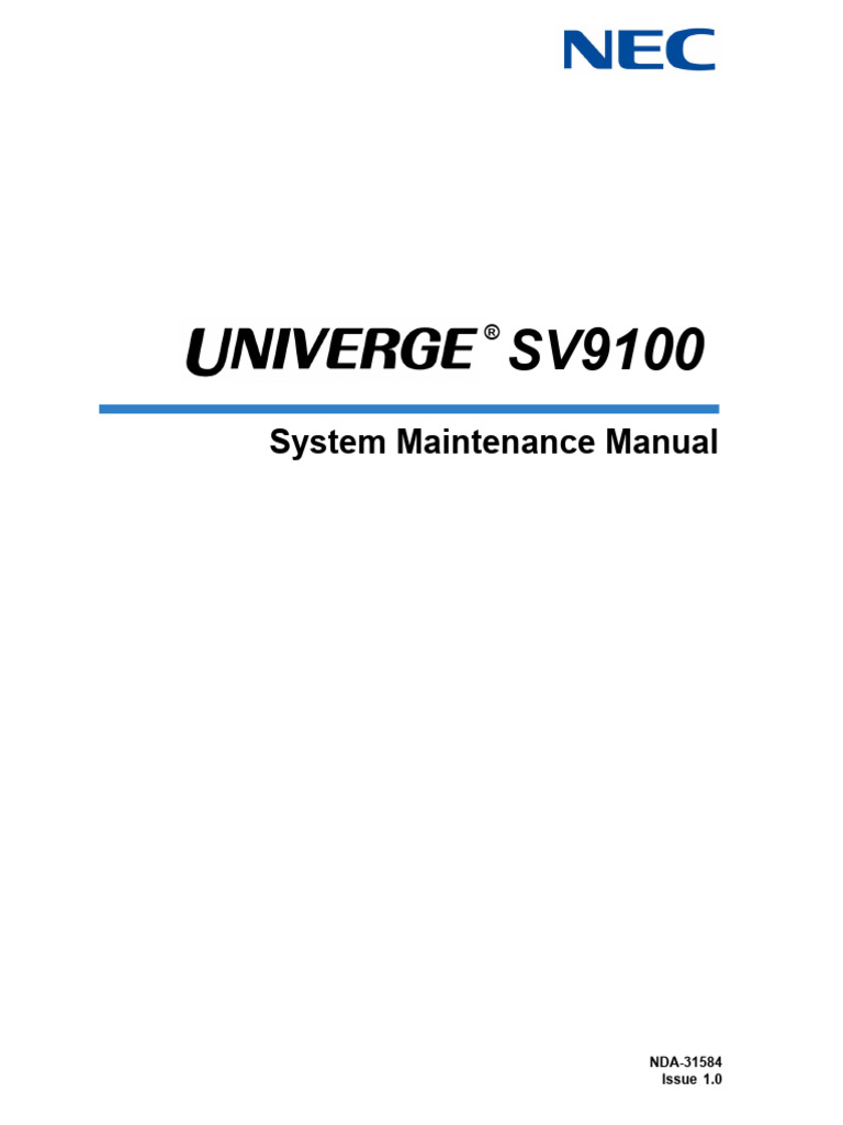 SV9100 System Maintenance Manual | PDF | Home & Garden | Technology ...