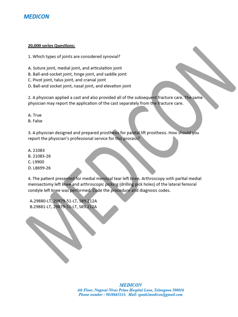 MEDICON 20000 Series With Questions | PDF | Knee | Musculoskeletal System