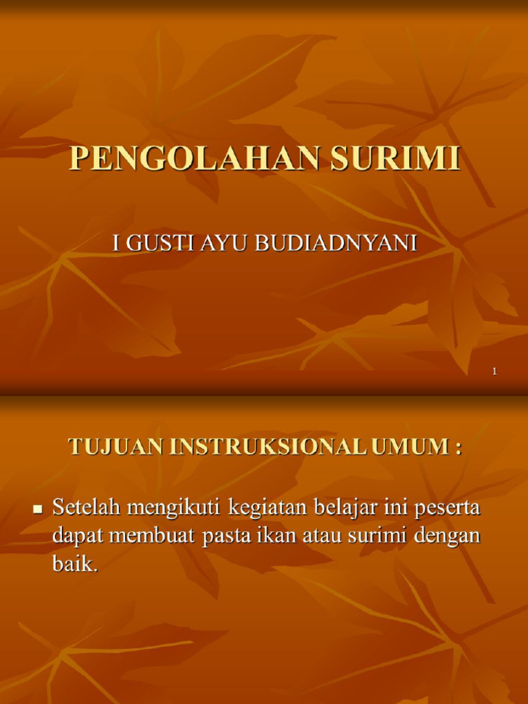 Pengolahan surimi pdf