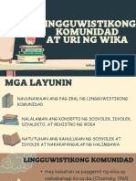 Lingguwistikong Komunidad at Uri NG Wika