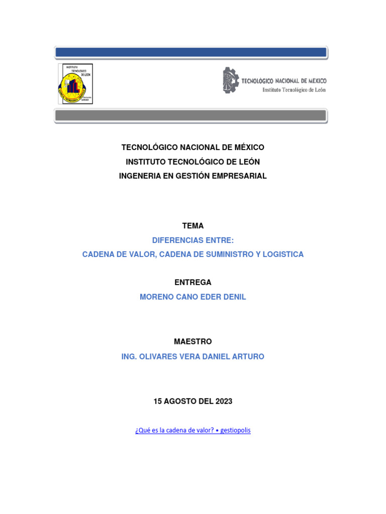 Diferencias entre Cadena de Valor y Suministro | PDF | Logística | Business