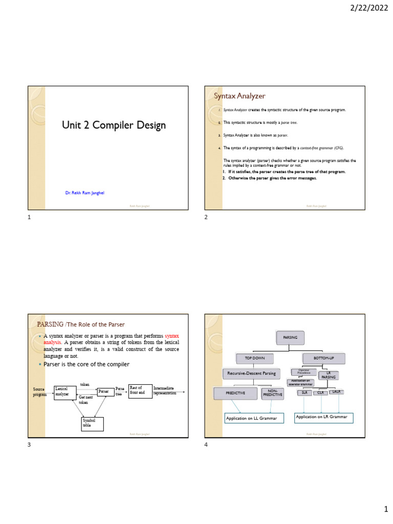 Syntax Analysis and Parsing Techniques | PDF | Parsing | Computer ...