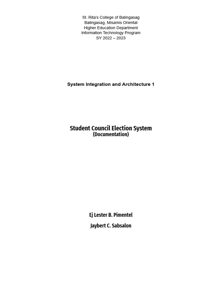 Student Council Election System (Documentation) | PDF