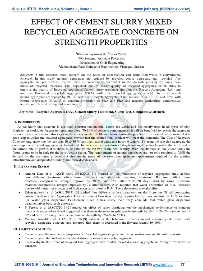 Cement Slurry in Recycled Aggregate Concrete | PDF | Concrete ...