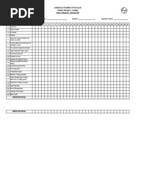 10.Excavator Daily Checklist