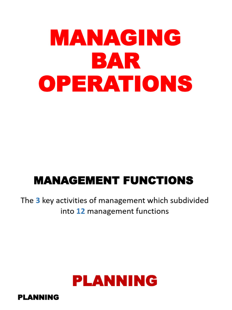 Effective Bar Operations Management | PDF | Bartender