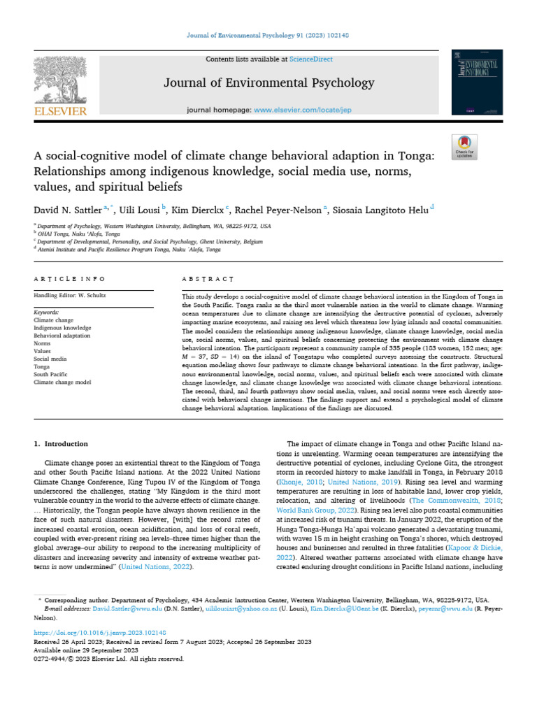 Climate Change Adaptation in Tonga | PDF | Climate Change | Climate ...