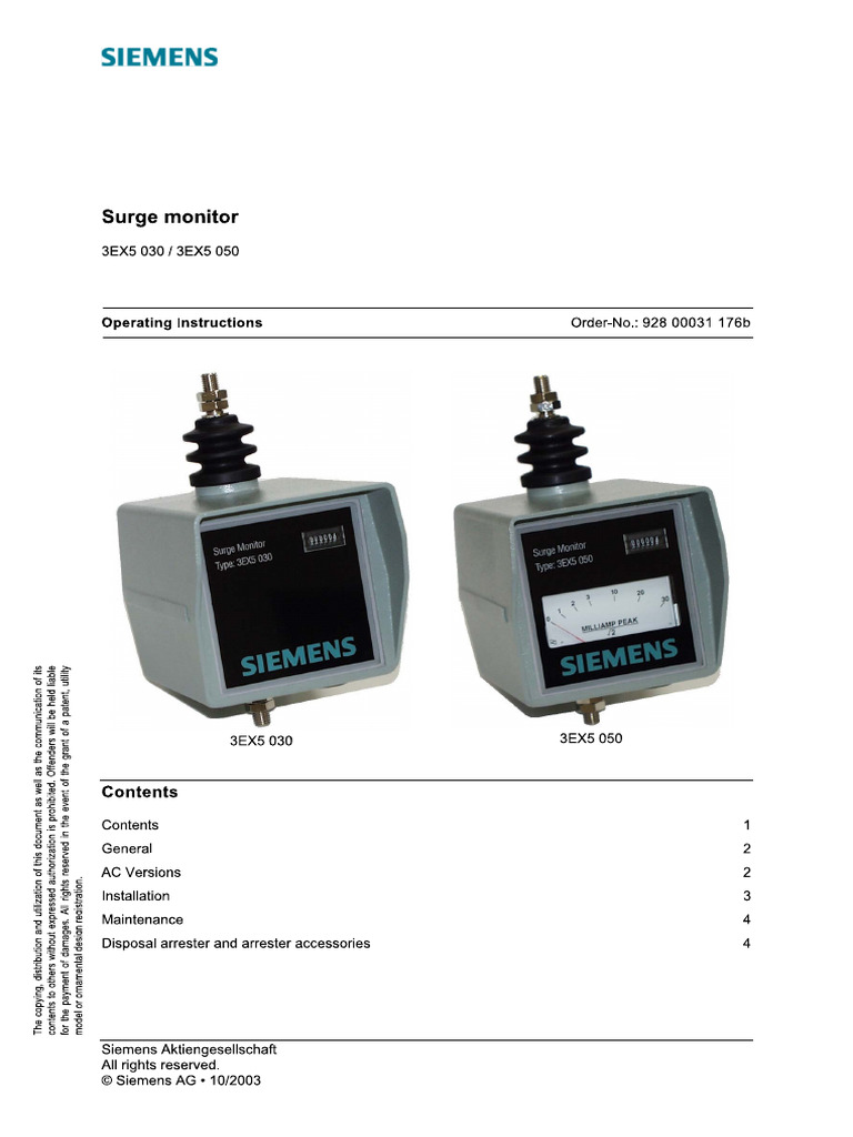 Surge Monitor SIEMENS | PDF