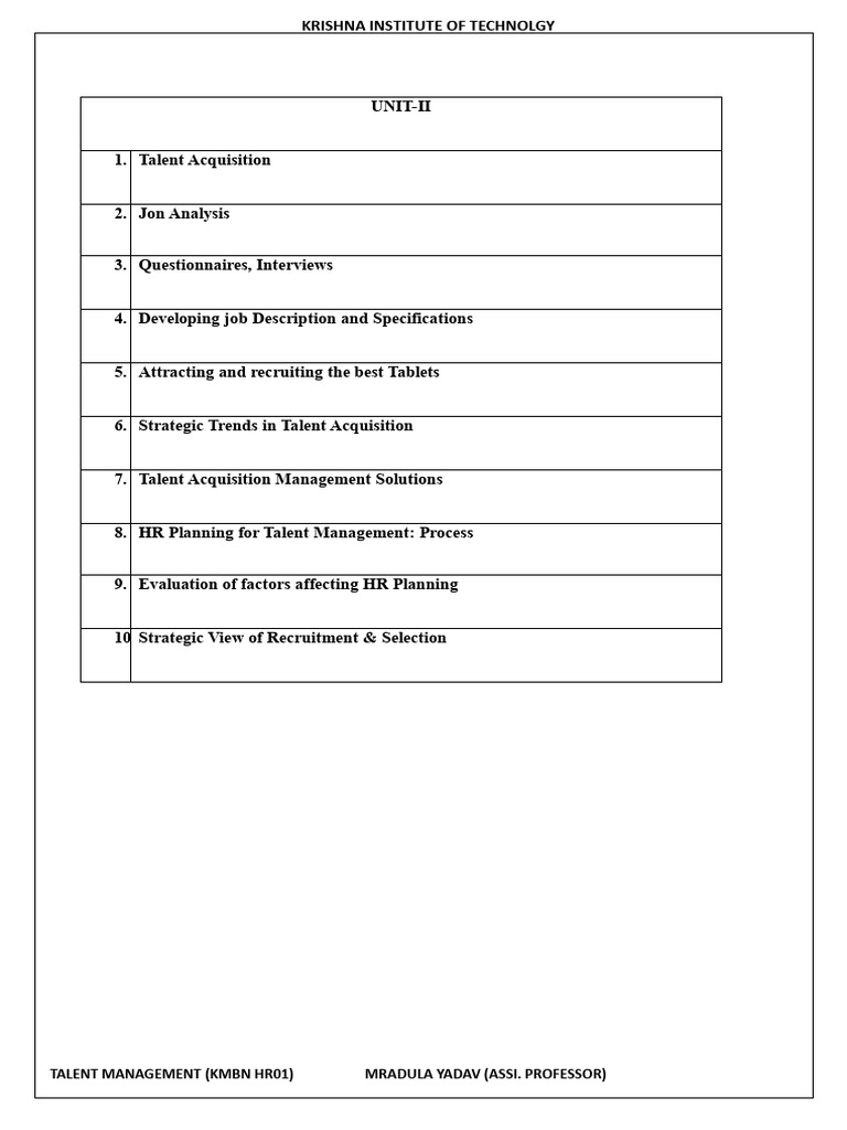 Unit 2 Talent Management Pdf Recruitment Human Resources