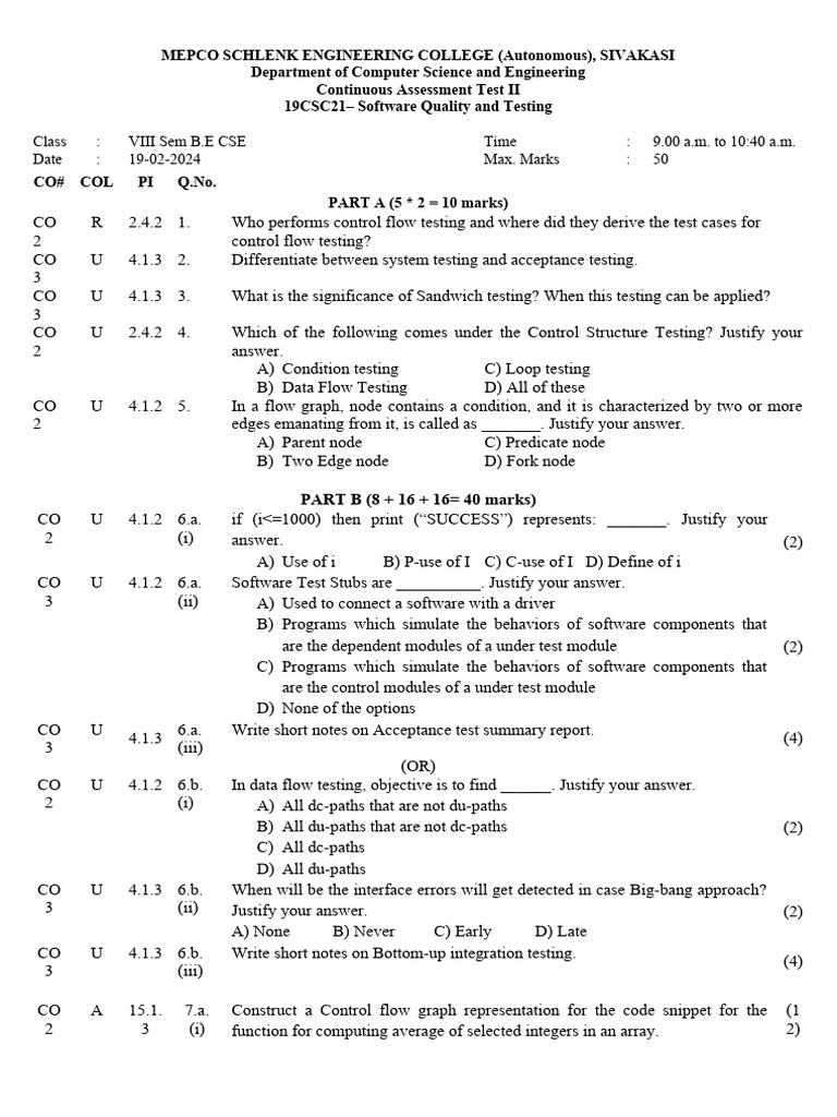 Software Quality and Testing Assessment | PDF | Vertex (Graph Theory ...