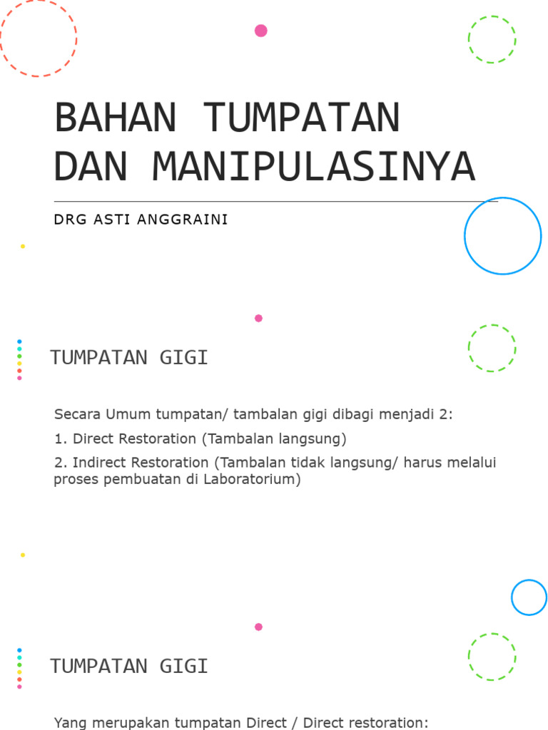 Jenis dan Manipulasi Tumpatan Gigi | PDF | Sains & Matematika ...