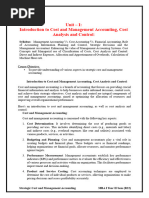 SCMA Unit - I Introduction To Cost and Management Accounting, Cost Analysis and Control