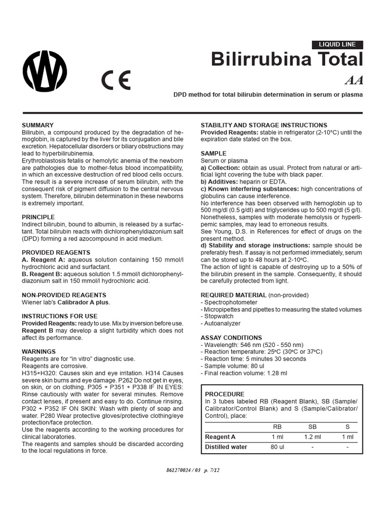 Bilirubin Testing Protocol | PDF