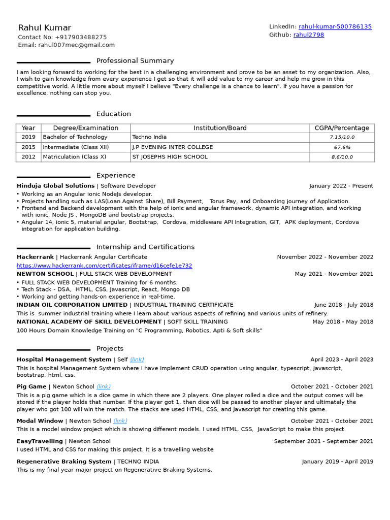 Software Developer Resume Summary | PDF | Java Script | Software