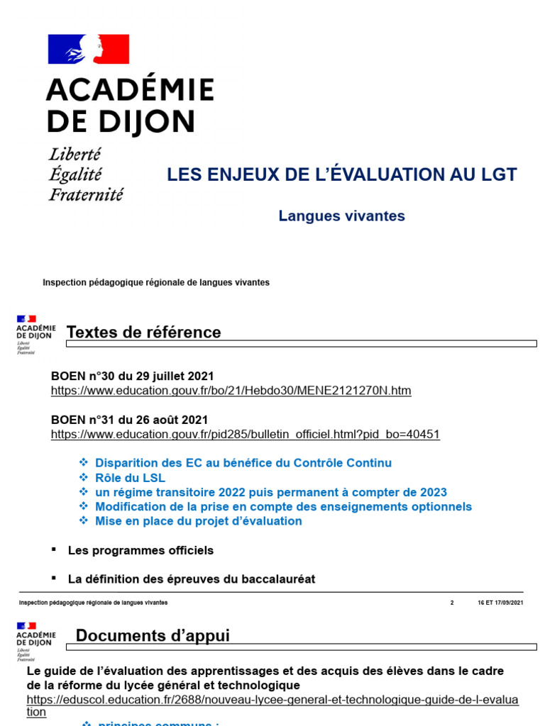 Évaluation des Langues Vivantes au LGT | PDF | Pédagogie