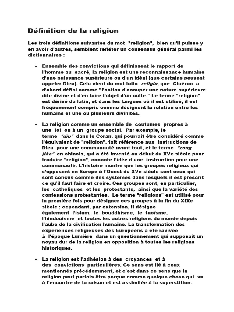 Définition et Impact de la Religion | PDF | Philosophie
