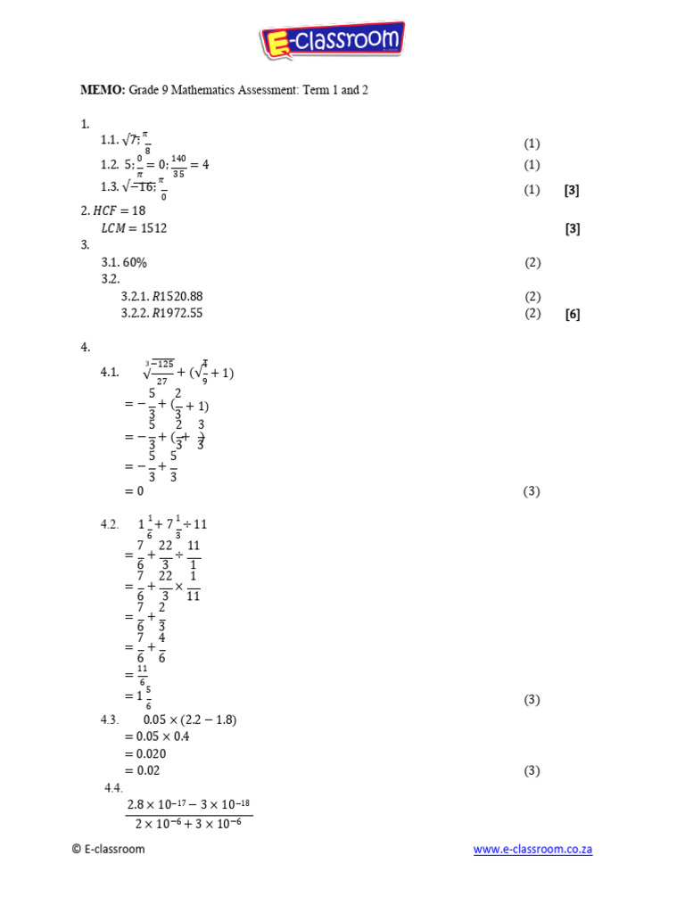 Grade 9 Mathematics Assessment Guide | PDF | Rectangle | Polytopes