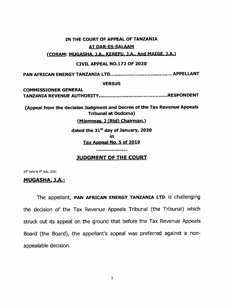 Appeal on Tax Waiver Refusal by Pan African Energy | PDF | Statutory ...