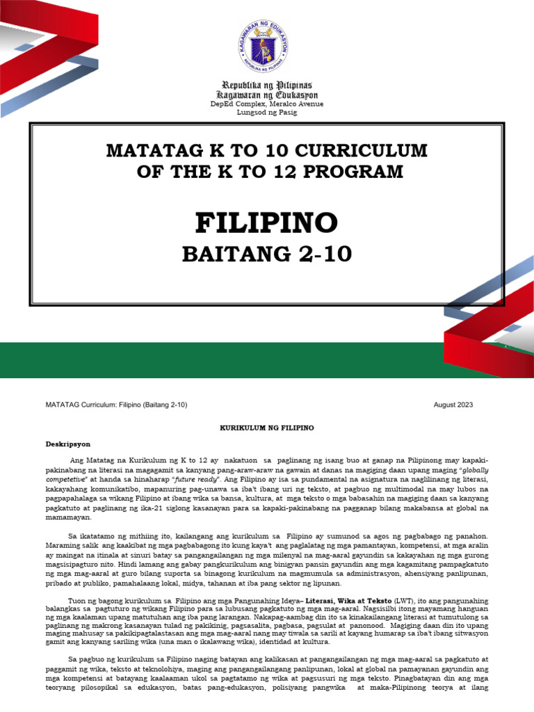 Final matatag filipino cg 2023 grades 2 10 pdf