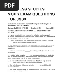Business Studies Examination Questions
