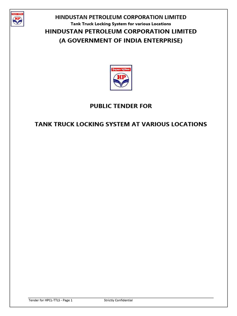 TENDER DOCUMENT EM LOCKING HPCL Download Free PDF Bankruptcy Breach Of Contract