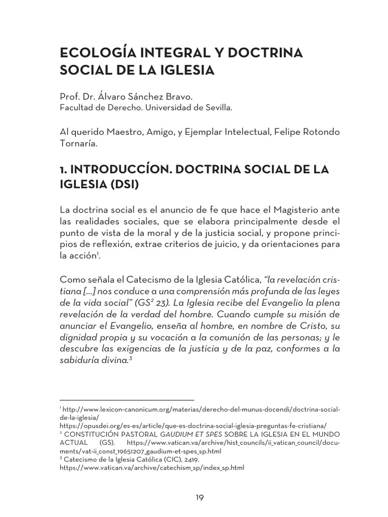 Ecología y Doctrina Social de la Iglesia | PDF | Iglesia Católica ...
