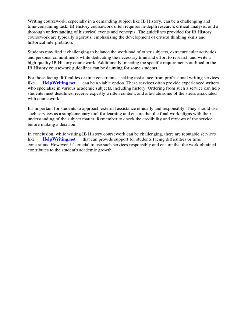 Ib History Coursework Guidelines PDF Essays Knowledge