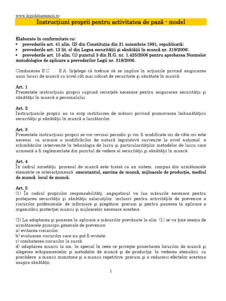 Instructiuni Proprii de SSM | PDF