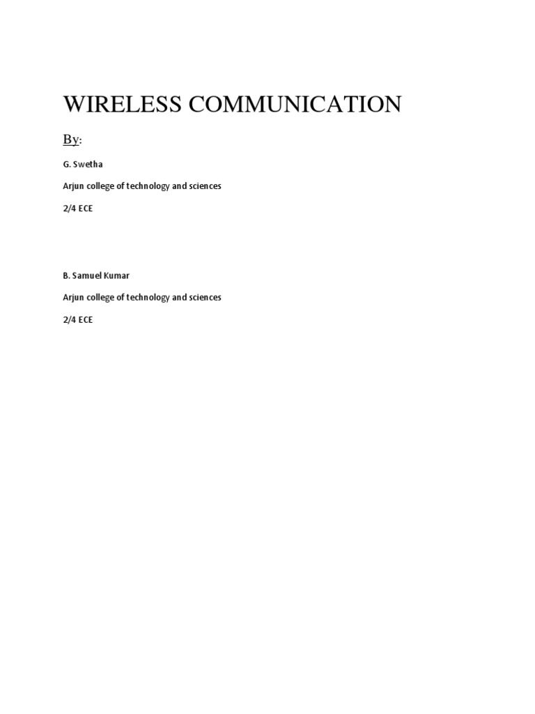 Overview of Wireless Communication | PDF | Wireless | Wi Fi