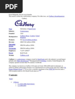 Cadbury History at A Glance